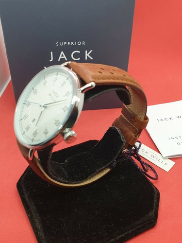 Reloj para hombre Jack Wills cromado con pantalla de fecha 3atm, correa marrón bronceado nuevo en caja. - Imagen 4 de 8