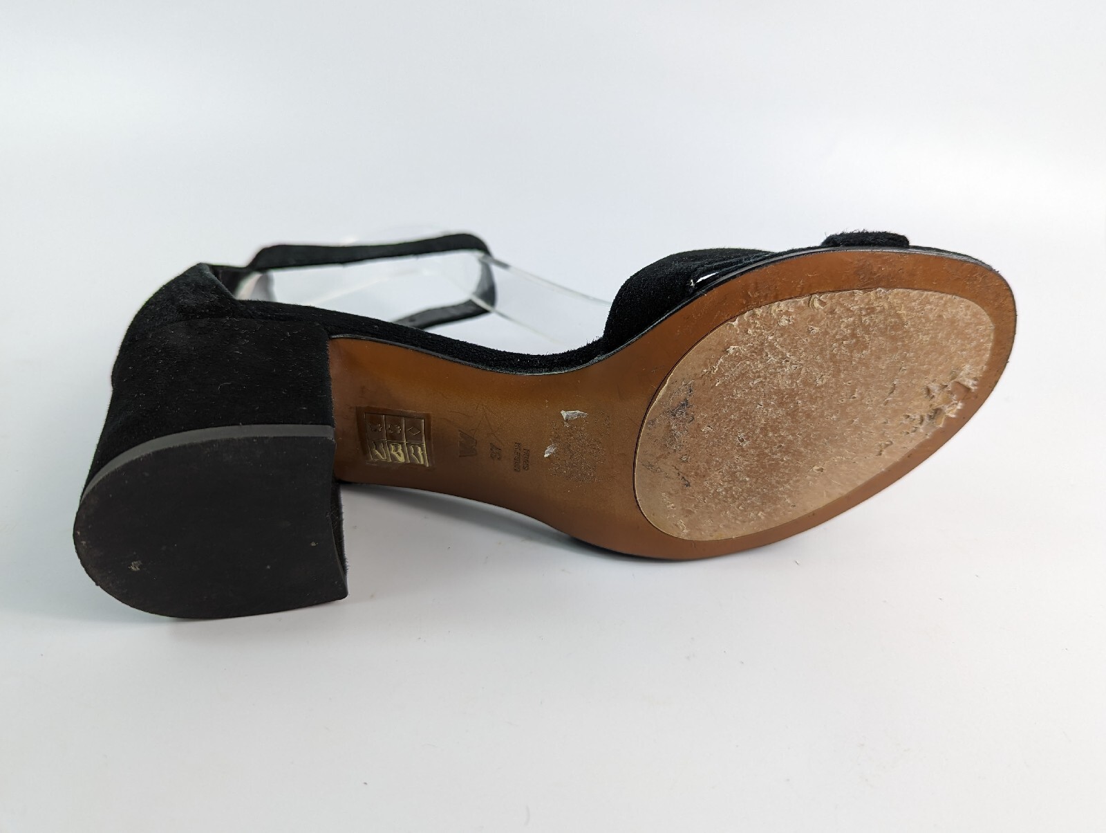 Whistles Black Suede Block Heel Ankle Strap Sandals Uk 4 Eu 37 eBay