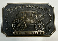 Wells Fargo  Co Vintage Brass Belt Buckle Since 1852 Numbered and Dated 1973