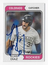 2023 TOPPS HERITAGE #721 ELIAS DIAZ ROCKIES AUTOGRAPHED SIGNED BASEBALL CARD SP