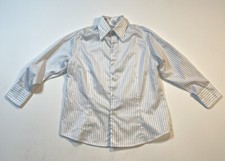 Craig Taylor Womens XL Button Up Blouse White Blue Stripes Made in USA Mia