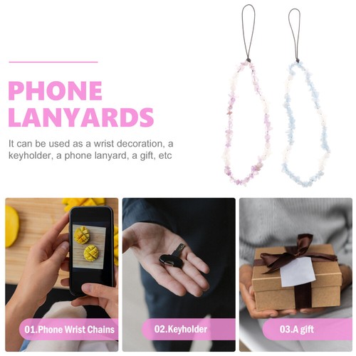Set of 2 Handyriemen Steine Telefon Lanyard Dekorative Telefonkette - Zdjęcie 4 z 12