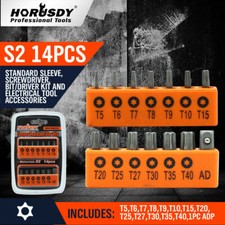 14PC Security Bit Tamper Proof Torx Screwdriver Star Hex Holder Tool T5 - T40