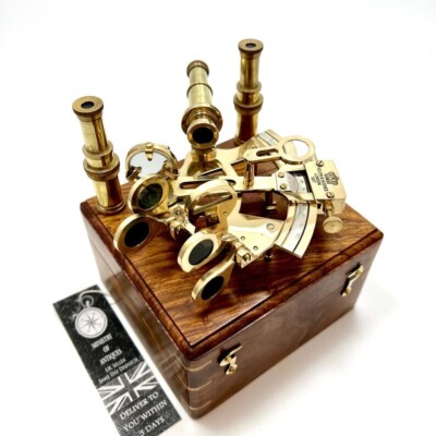 Ancien astrolabe maritime vintage sextant massif laiton
