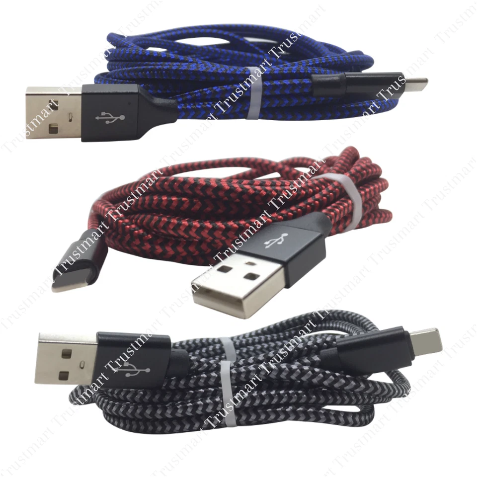 PACK de 3 cables USB trenzados de 10 pies para iPhone 14 13 12 11 cable de carga rápida Foto 2 de 4