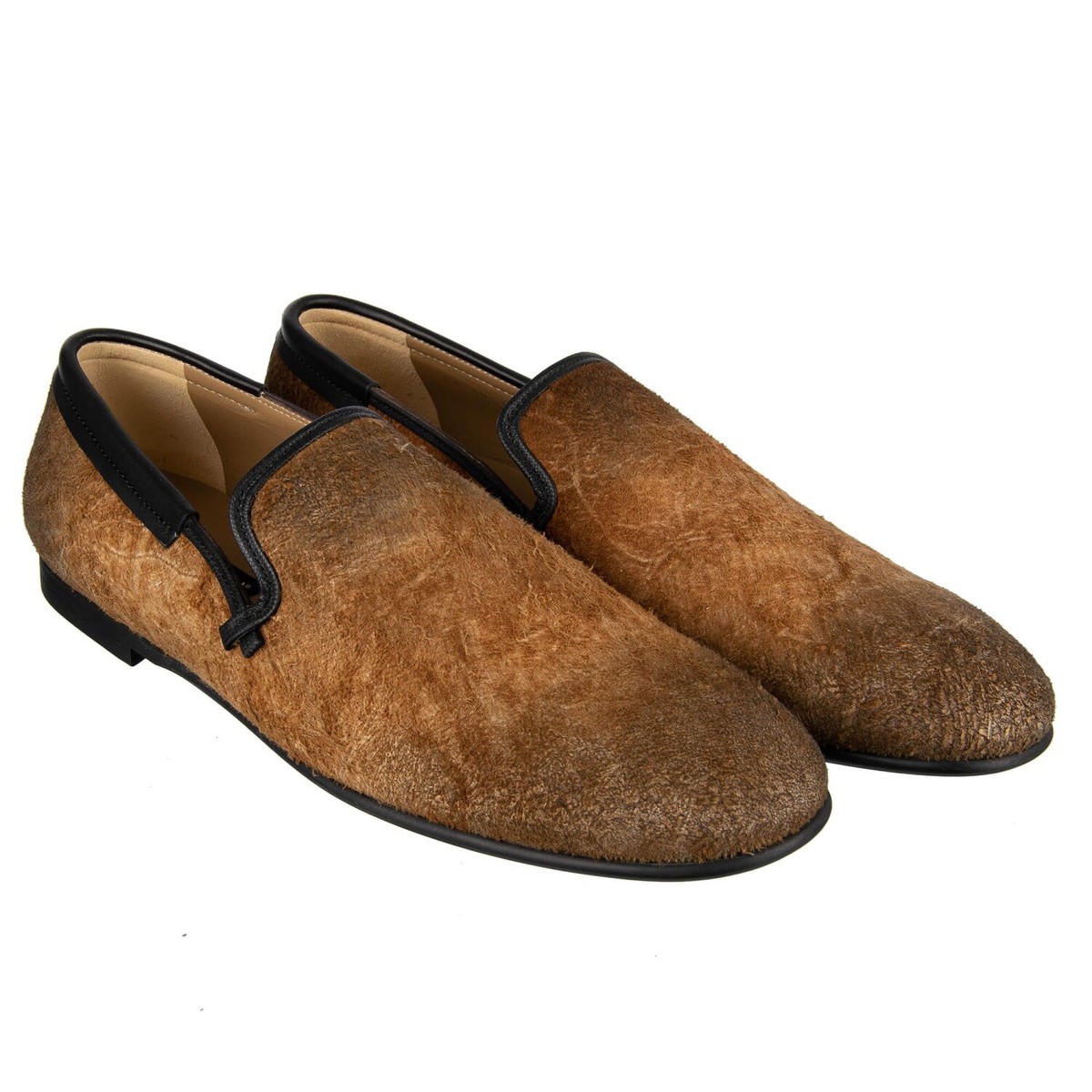 Dolce & Gabbana Brown Black Fur Leather Loafers Men Shoes Dolce & Gabbana Brown Suede Slip On Men Loafers Formal Men main image 4