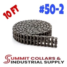 #50-2 Double Strand Duplex Roller Chain 10 Feet with 1 Connecting Link
