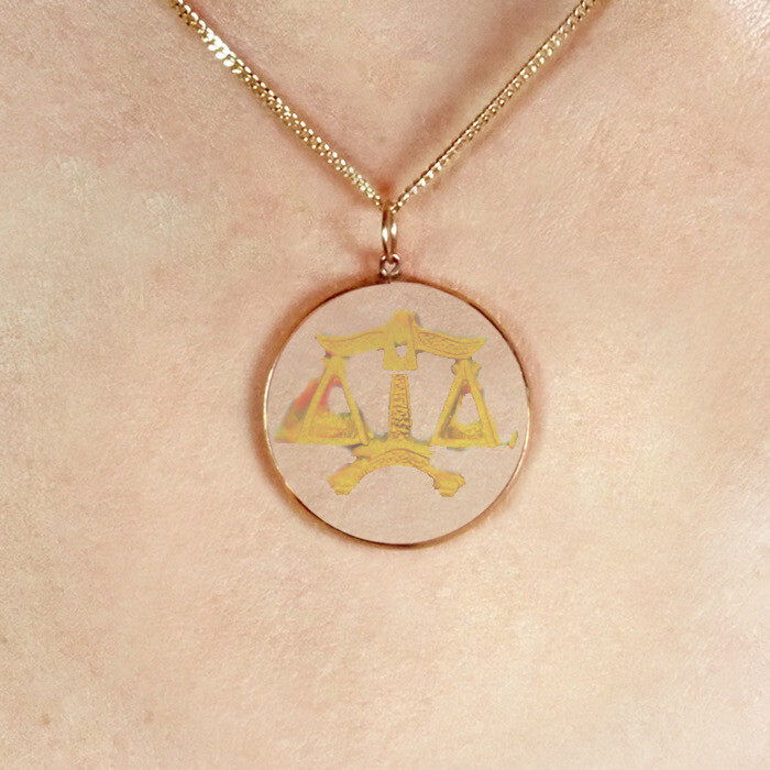 9ct Gold Hologram Pendant - Zodiac Libra Justice Scales (Small) + 20"" Chain