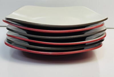 Noritake Stoneware Colorwave 3-Raspberry & 3-Chocolate Square Salad plates 6 Pc.