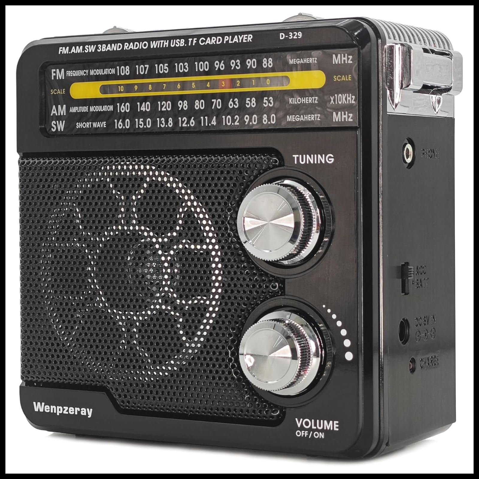 AM FM SW Portable Radio AC or Rechargeable Battery Big Speaker Earphone Jack New