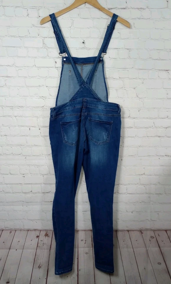 Basic Denim Wax Jean Distressed Overalls Women's Juniors Size Small - Image 2 of 4