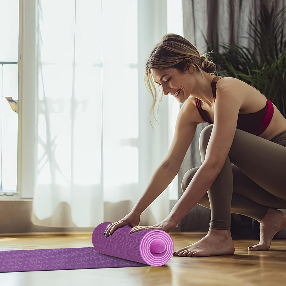 Non-slip 8mm thick TPE eco-friendly yoga mat for exercise