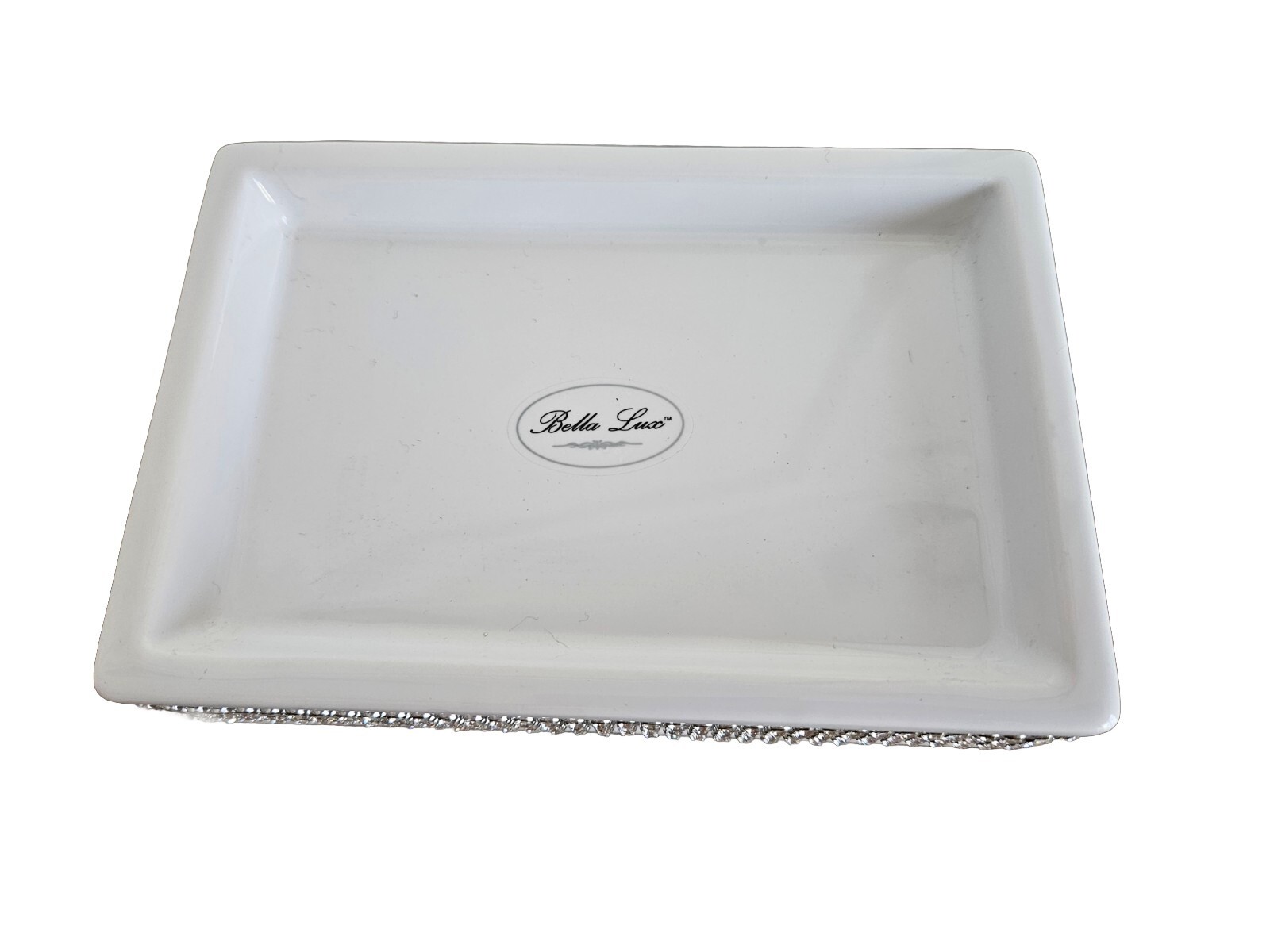 NEW! Bella Lux Rhinestone Square Soap Dish Sparkle Bathroom Accessory