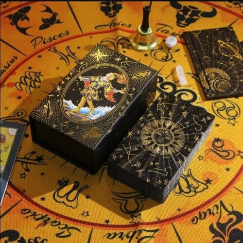 New High Quality Gold Foil Tarot Waterproof Big Size with Card Box and Guidebook - Photo 1 sur 3