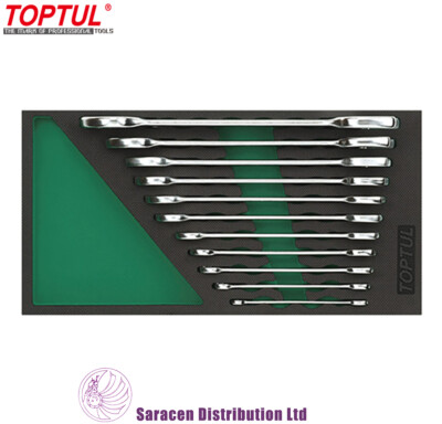 TOPTUL 11 PIECE DOUBLE OPEN END METRIC SPANNER SET IN FOAM MODULE - GVA1103
