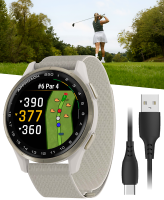 Garmin Approach S50 Golf GPS Smartwatch Cream Gold/Ivory | eBay