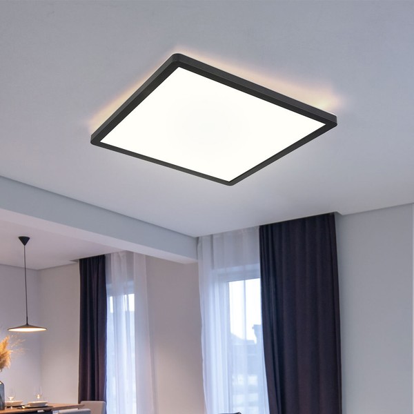 Deckenlampe Deckenleuchte Badezimmerlampe 3 Stufen Dimmer Led Backlight Schwarz-image