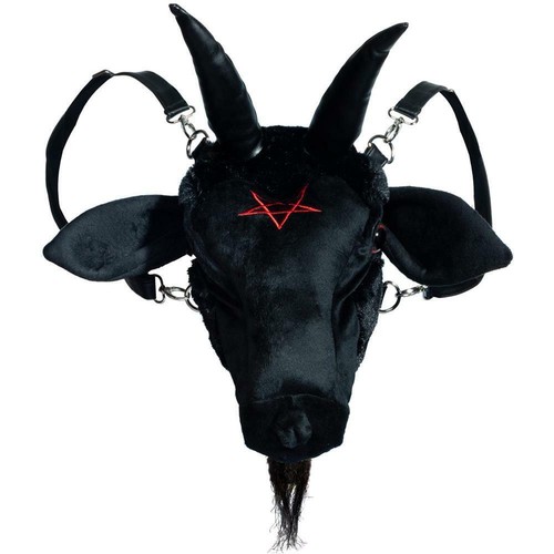 Mochila negra Phillip Baphomet cabeza de cabra metal pesado rock horror gótico - Imagen 3 de 3