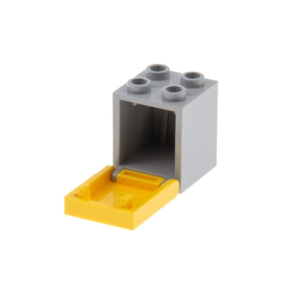 1x Lego Schrank Container Box 2x2x2 grau Tür Klappe gelb Sticker 4346 4345 - Bild 3 von 3