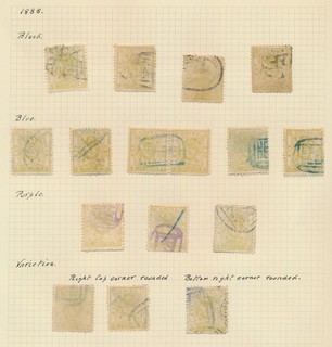 CHINA STAMPS 1888 5cn SMALL DRAGONS RARE STUDY BLUE BLACK AND PURPLE PMKS