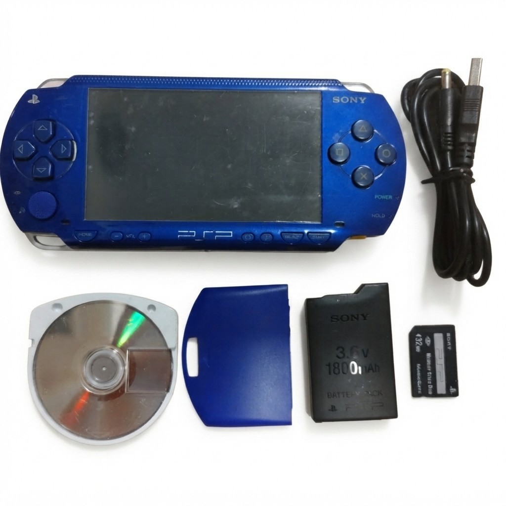 [TESTED/Ready to Play] Sony PSP-1000 Blue Console (Memory/USB Charger/UMD game)