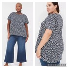 Lane Bryant Navy Floral Smocked Swing Top Plus Size 22/24