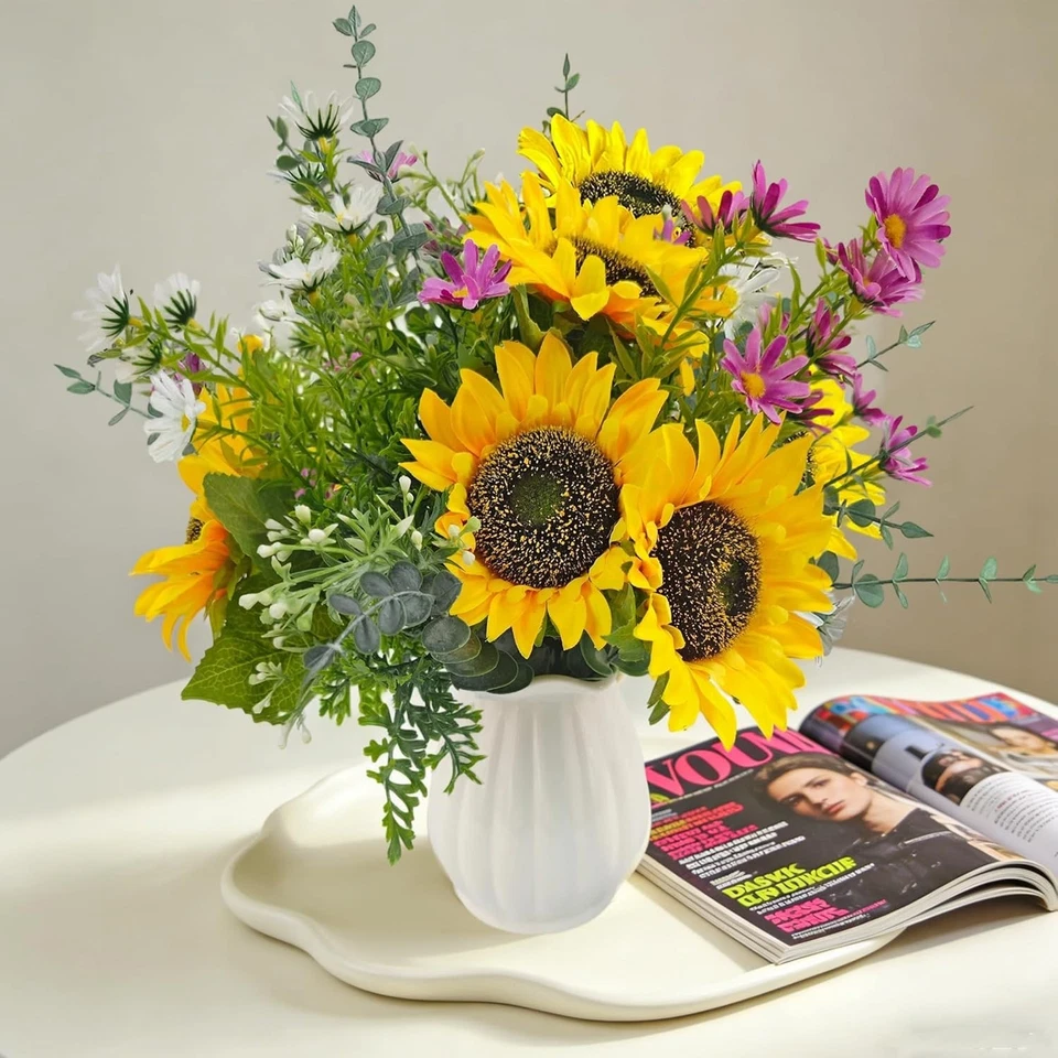 Künstliche Sonnenblumen Blumenstrauß UV-beständig Seidenblumen Wohnzimmer Hoc... - Bild 4 von 4