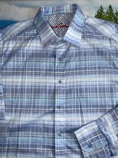 Robert Graham Long Sleeve Shirt Mens Large White Blue Button Up Flip Cuff