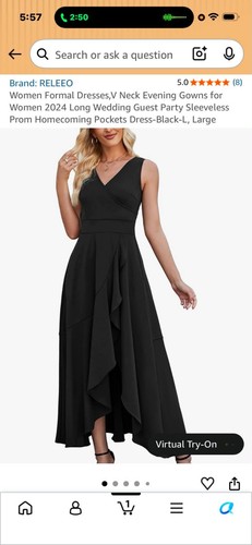 RELEEO NEW LADIES BLACK V NECK RUCHED BACKLESS WRAP SLIT DRESS SIZE L 