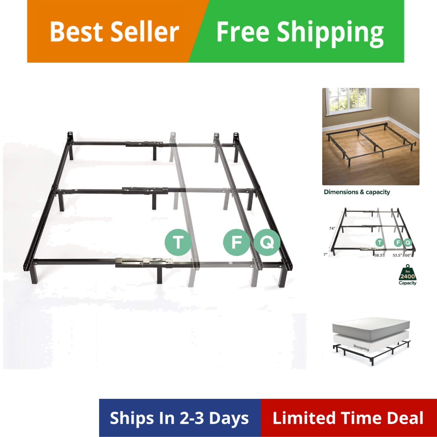 / 7 Inch Support Bed Frame For Box Spring ...