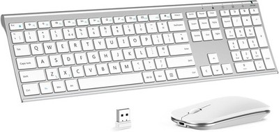 Wiederaufladbares kabelloses Tastatur und Maus Set, seenda Ultra Slim Silent USB