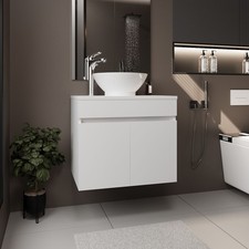 Bathroom Vanity with Sink, 2 Doors, White