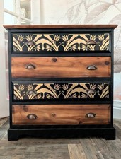 Unique Chest Of Wooden Drawers, Black & Raised Gold, Delivery Available 🚚