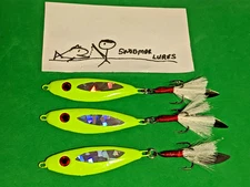 3 -1.5 oz SHAD Fishing Casting Jigging Lead Spoons Lures Chartreuse w Blade