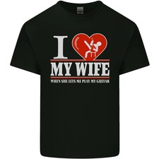 Guitarra I Love My Wife Guitarrista Eléctrica Hombre Algodón Ligero Camiseta