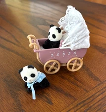Epoch Calico Critters Wilder Panda bear Twins with baby stroller sylvanian