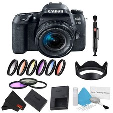 Canon EOS 77D DSLR Camera 18-55mm Lens Bundle w/ 9 Piece Filter Kit Intl Model 