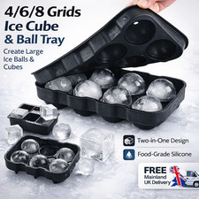 Ice Cubes Tray Silicone With Lid Ice Ball Freezer Maker Mold Squarer 4/6/8 Grids