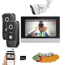 Wired Video Intercom System 7-inch HD Touchscreen Door Phone with WiFi Connect