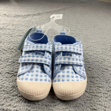 Cat Jack Shoes Kids Size 12 Blue Gingham Parker Sneaker Hook Loop Casual