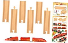6 PCS Wooden Train Track Straight Pieces - 6 Inch - 6 Pack