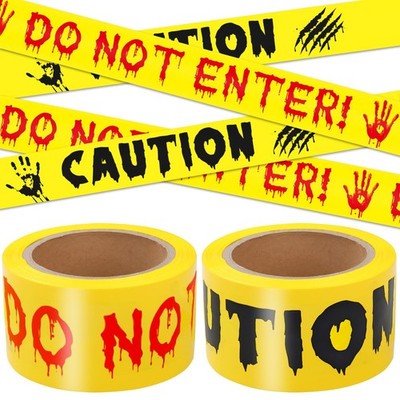 2Pcs Halloween Decorations Caution Tape 2In x 164Ft, Blood Color DO NOT ENTER an