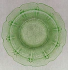 Jeannette Depression Uranium Glass Bowl Cherry Blossom Green 6"x1.5" EUC