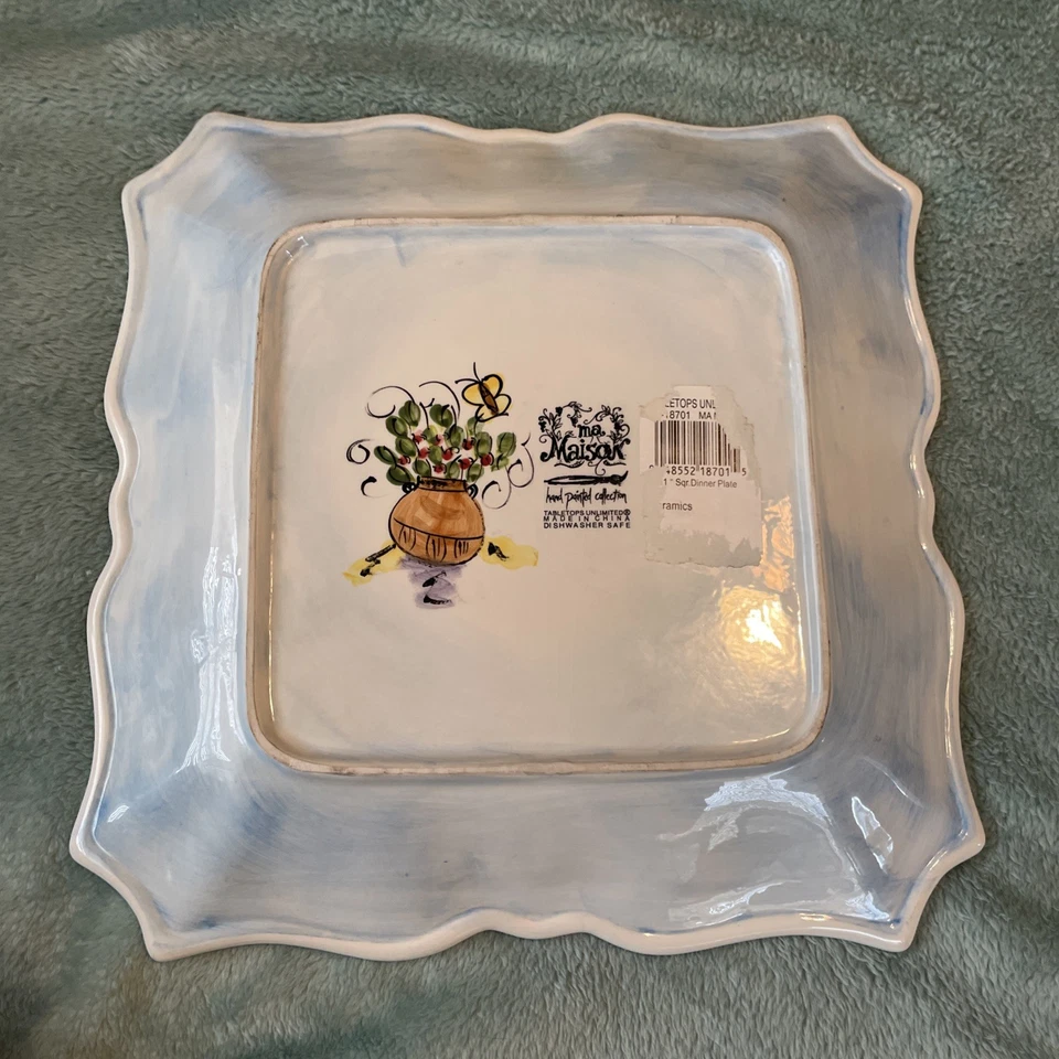 Ma Maison Dario Farrucci 11” Square Dinner Plate Hand Painted Collection - Image 2 of 4