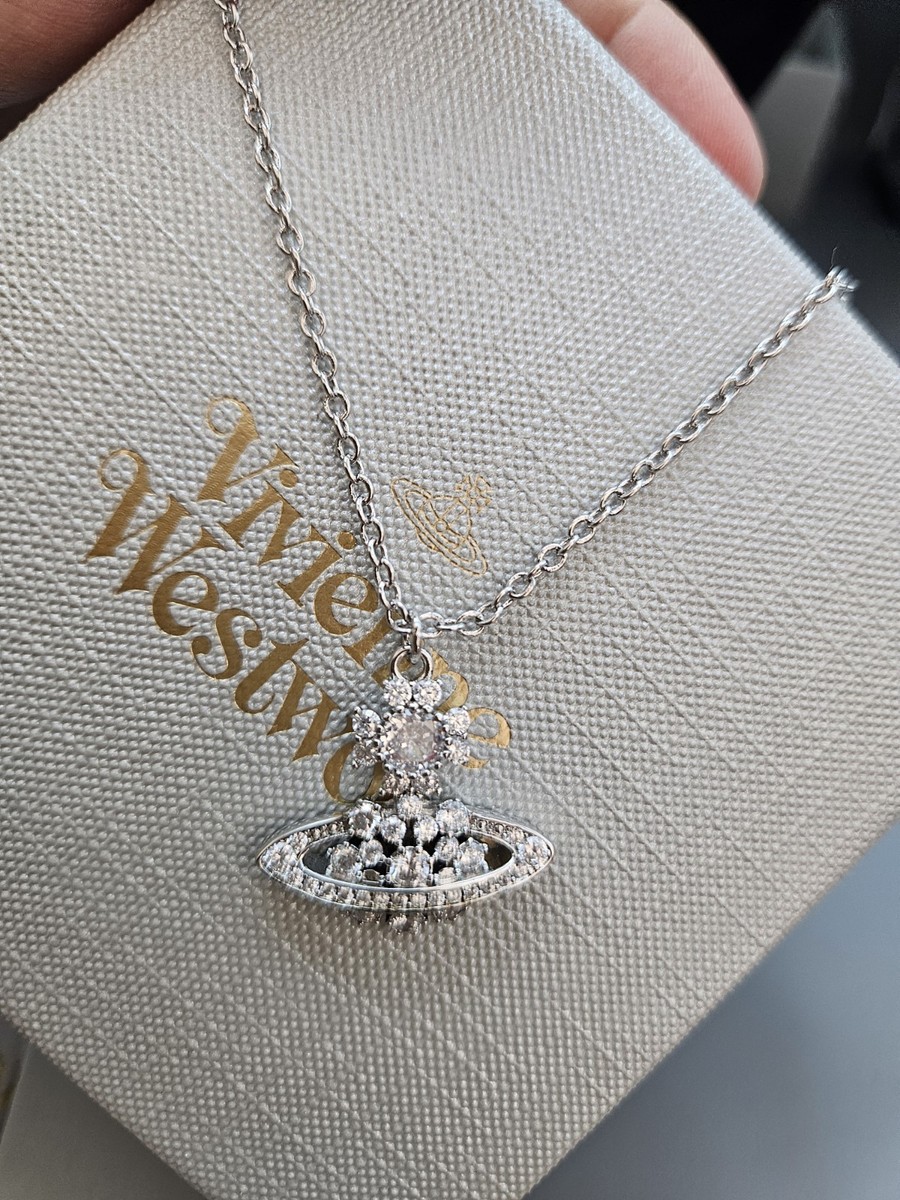used Vivienne Westwood Silver Crystal Orb Pendant Necklace Metal