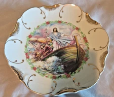Vintage Decorative Plate 22k Gold Rim Jesus Calms the Storm MADE IN JAPAN