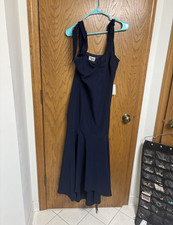 Show Me Your Mumu Navy V-Neck Strappy Sleeveless Long Gown Dress Wedding M