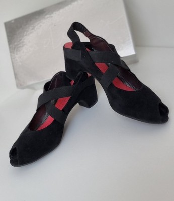 Pas de Rouge Damen Leder Slingpumps 38.5 schwarz Milly