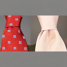 ROUNDTREE & YORKE Men’s Tie Lot-Hand Sewn Silk-Red & Pink-Made In USA