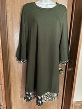 Tacera Olive Green Dress With Snakeskin Detail Size Medium
